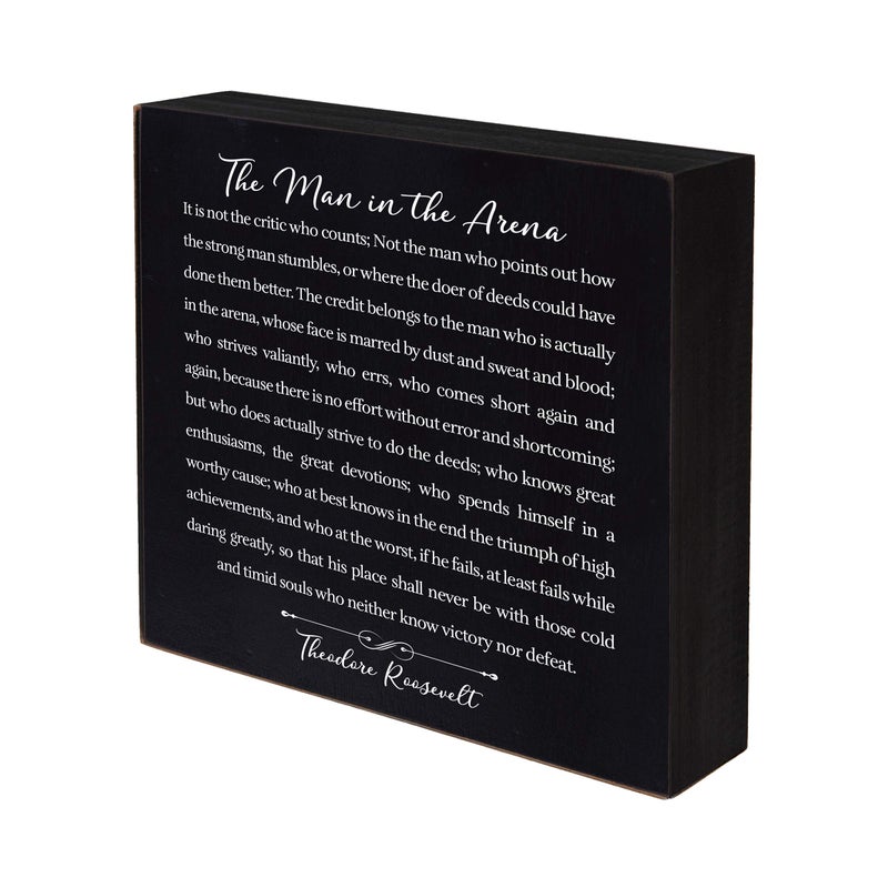 LifeSong Milestones LifeSong Milestones Inspirational 6x6 Shadow Box The Man in The Arena Gift for Parents Couples House Christian Wall Art Decor for Husband Wife Housewarming Gift Table and Shelf Sitters Black 
