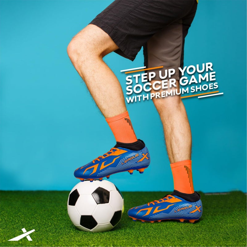Vector X League Football/Soccer Shoes/Studs - Blue-Orange - Image 5
