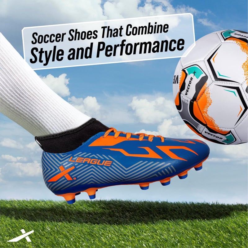 Vector X League Football/Soccer Shoes/Studs - Blue-Orange - Image 4
