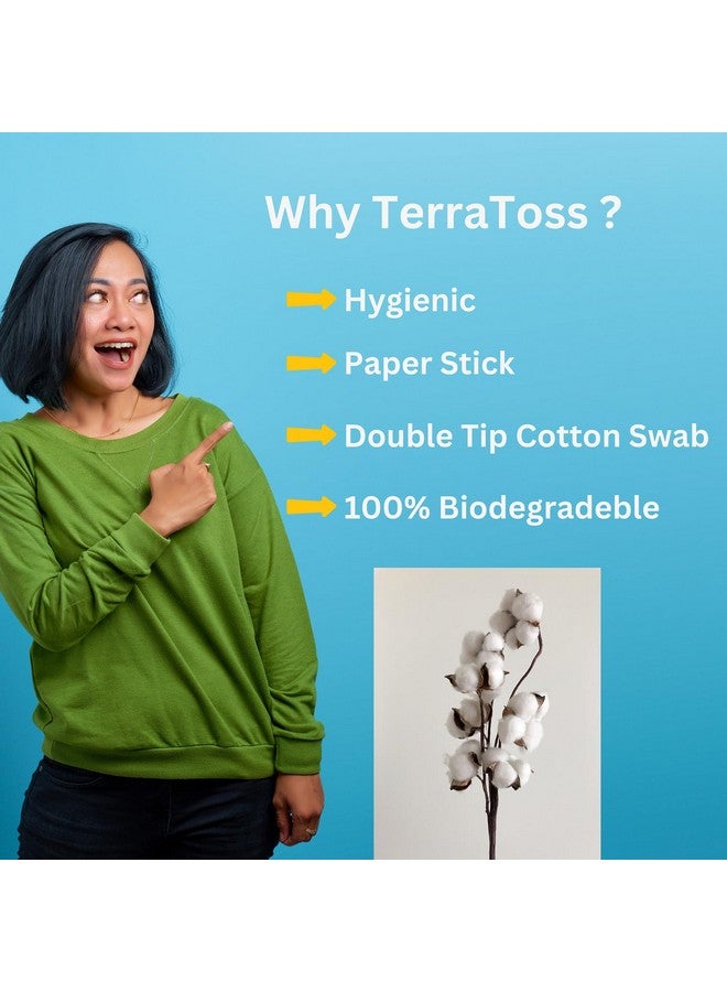 TerraToss Cotton Ear Buds [400 Swabs] | Premium Paper Stick Cotton Swabs | 100% Pure & Soft Cotton (200 Sticks) - Image 4