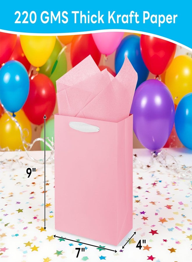 MOXARYSU 5 Pcs Medium Gift Bags With Handles: 7x4x9 Pastel Kraft Paper Bags With 10 Tissues For Party, Birthday,Baby Shower,Wedding（Soft Color） - Image 2