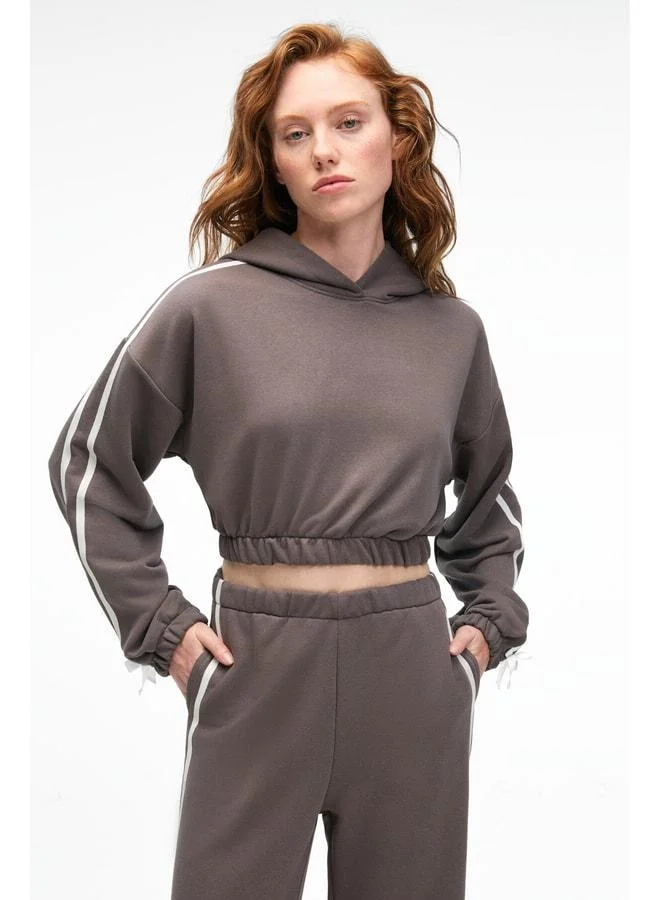 GRIMELANGE NYRELLA Women's Oversized Sweatpants with Side Pockets and Side Stripe, Comfortable Fit, Anthracite.