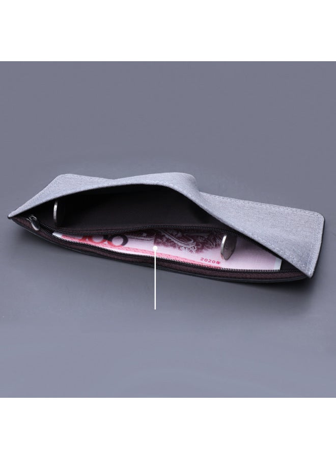 Men's Short Canvas Wallet Zipper Coin Purse Style Thin Men's Jean Cloth Wallet Without Brand-Color:12 Horizontal Style Gray Gray Edge - Image 4