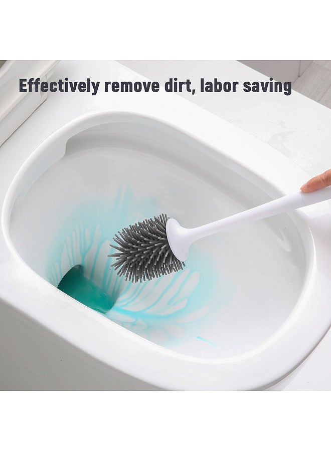 ecoco Toilet Brush and Holder Set Toilet Bowl Brush Bathroom Hollow Drainage Holder Toilet Soft Cleaner Brush Kit with Caddy  - Image 2
