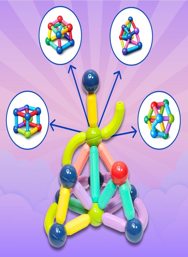 Wishluck Magnetic Building Blocks for Kids | Construction STEM Building Toys for Kids 2–5 Years | Safe Magnetic Blocks for Toddlers, Boys & Girls | Educational Blocks & Magnet Toys (Multicolour, 36) - Image 3