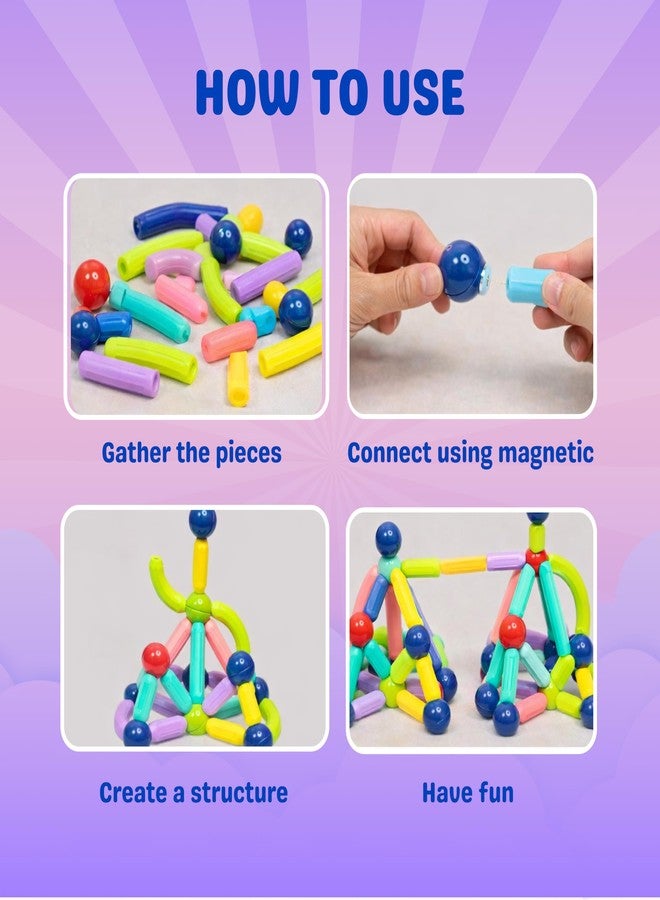 Wishluck Magnetic Building Blocks for Kids | Construction STEM Building Toys for Kids 2–5 Years | Safe Magnetic Blocks for Toddlers, Boys & Girls | Educational Blocks & Magnet Toys (Multicolour, 36) - Image 2