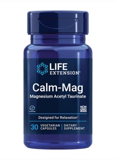 Life Extension Calm-Mag - Bioavailable Form of Magnesium Acetyl Taurinate Supplement for Relaxation and Stress Management - Gluten Free, Non-GMO, Vegetarian - 30 Capsules  - Image 1