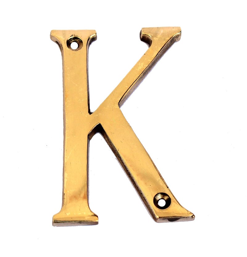 ESPLANADE - Brass House Hotel Door Name Alphabets - Wall Door Plaque Letter Alphabet - 3" Inches - Golden ("K" Alphabet) - Image 1