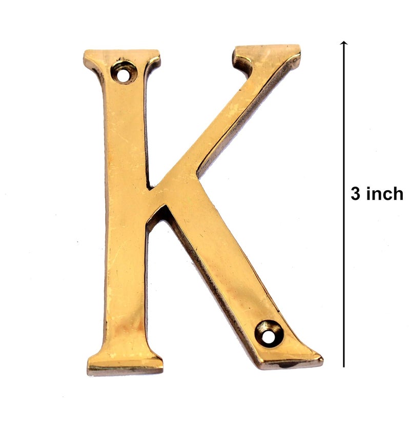 ESPLANADE - Brass House Hotel Door Name Alphabets - Wall Door Plaque Letter Alphabet - 3" Inches - Golden ("K" Alphabet) - Image 2