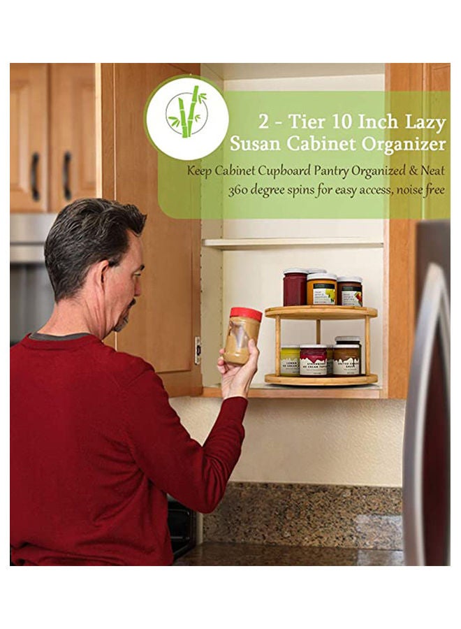 إسكدنيا حامل توابل خشبي مكون من طبقتين بني 30x18سم - Image 4