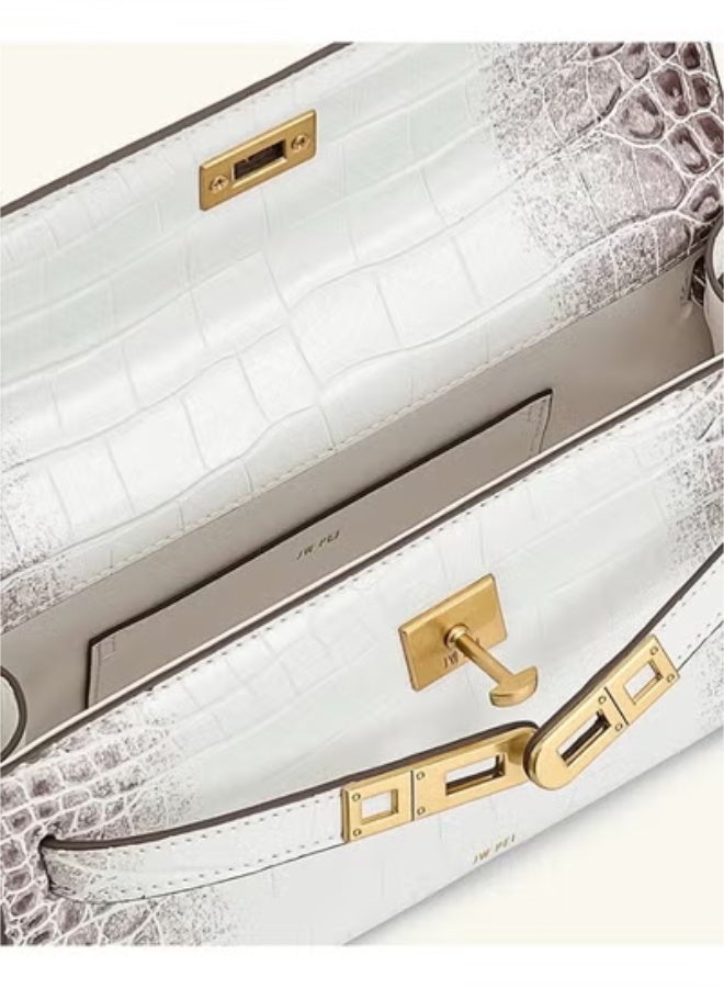 JW PEI Noor Handbag, Crocodile-Embossed Kelly Style Bag, Adjustable Shoulder Strap Purse - Image 4