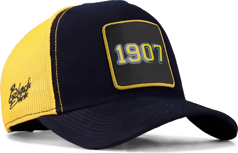 Blackbörk Blackbörk V1 Trucker 1907 - 1 Dark Navy Blue-Yellow Hat (Cap) with Code Logo