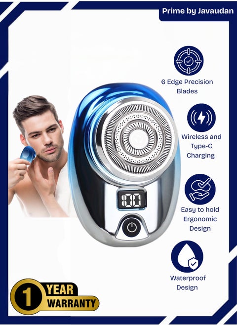 Mini Electric Razor for Men – Fast Charging Portable Trimmer, Wet & Dry Use, Digital Display, Stainless Steel Blades, Compact Beard & Face Shaver
