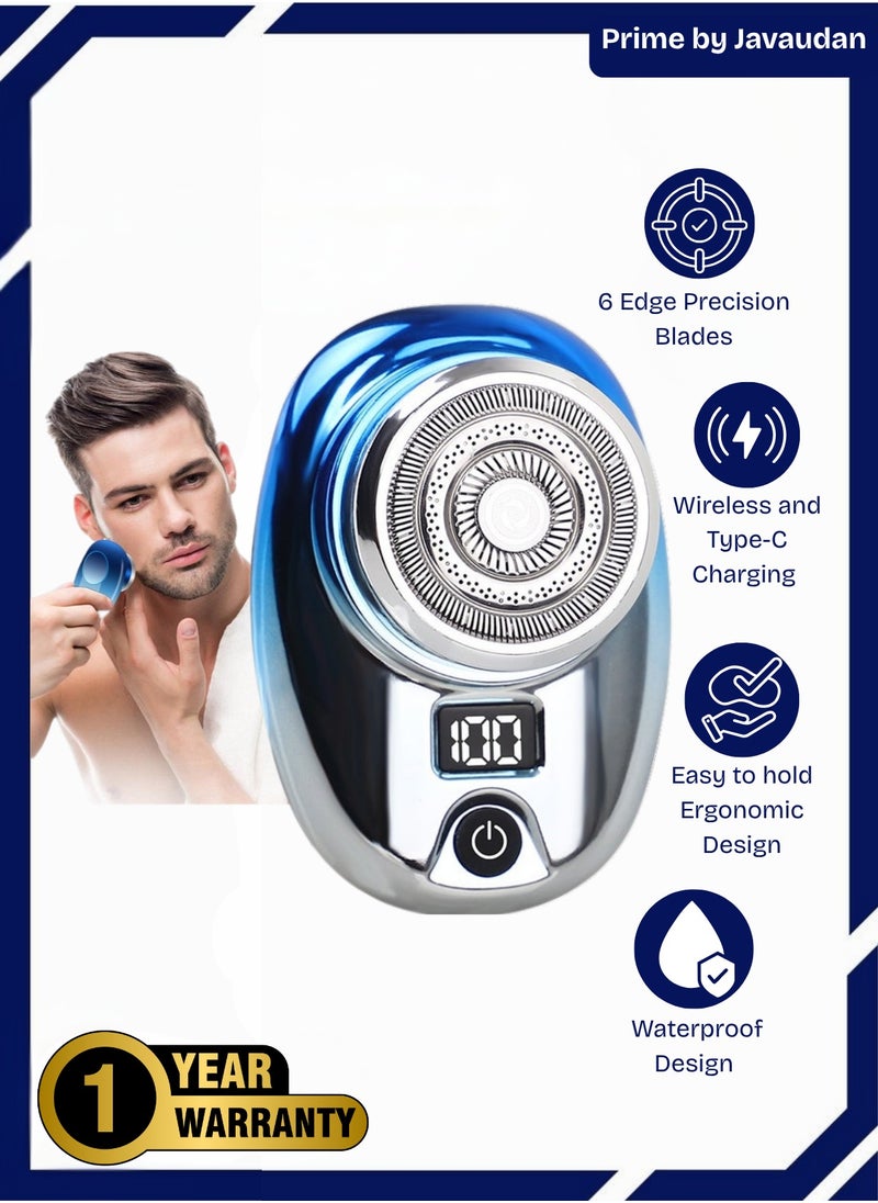 Mini Electric Razor for Men – Fast Charging Portable Trimmer, Wet & Dry Use, Digital Display, Stainless Steel Blades, Compact Beard & Face Shaver