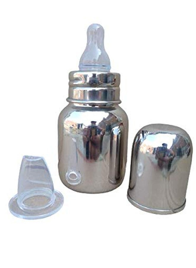 Lappu Double Kids Stainless Steel/Steel Feeder, Anti Colic 2 in 1 Feeding Bottle/Spout Sipper (120ml with Cover Purple) - Image 2