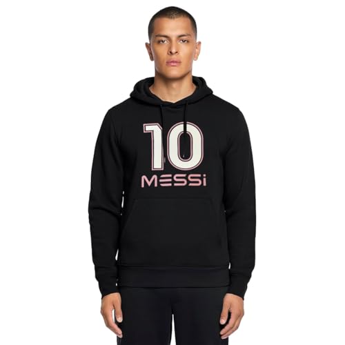Messi Lionel 10 Collection Men's Lifestyle Name & Number Logo Pullover Fleece Hoodie (Black, Medium) - Image 1