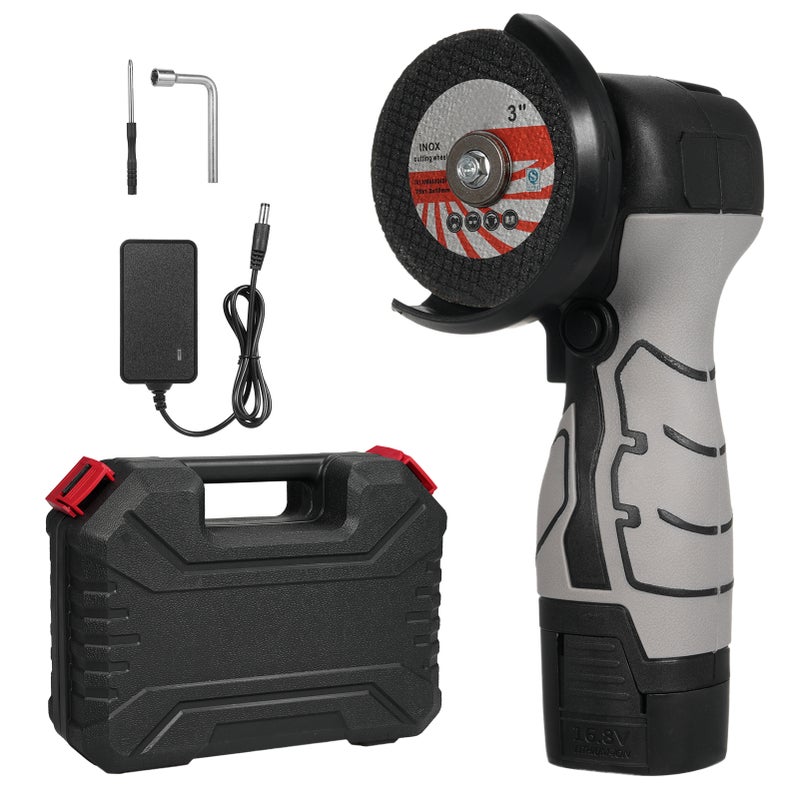 Cordless Angle Grinder 7000RPM Electric Grinding Tool Mini Grinder with 1Pcs 16.8V 2000mAh Battery and Grinding Disc for Cutting Polished Brick Wood Stone Steel - Image 1