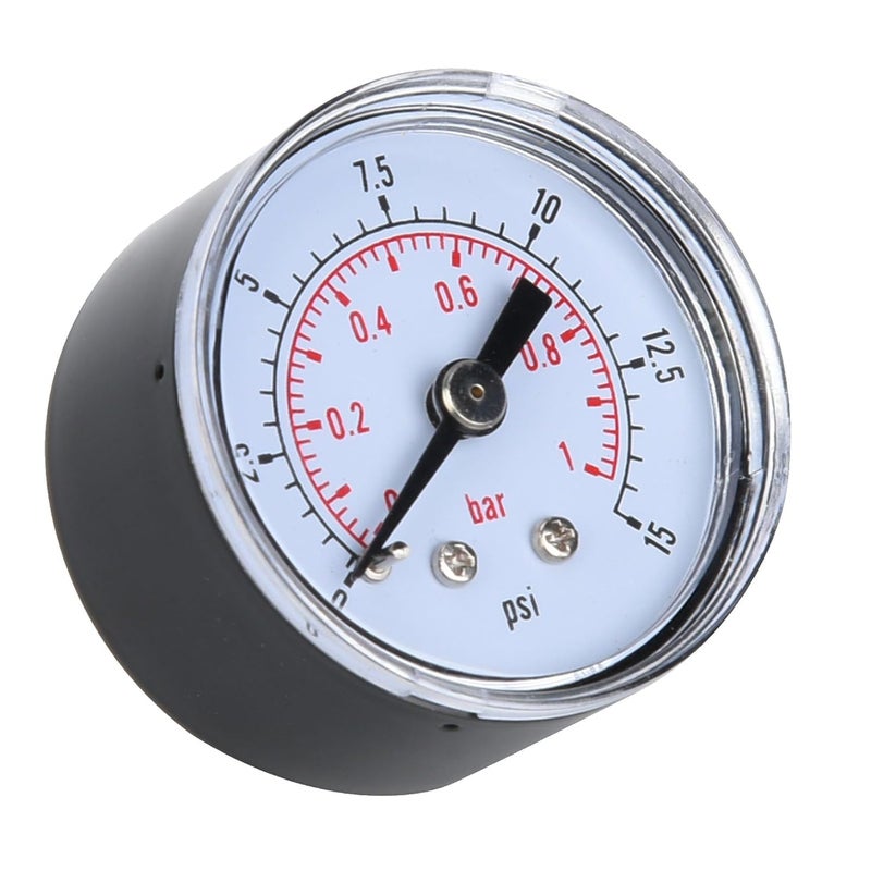 Mechanical Pressure Gauge 0 15psi 0 1bar BSPT Back Connection Durable Metal Case - Image 4