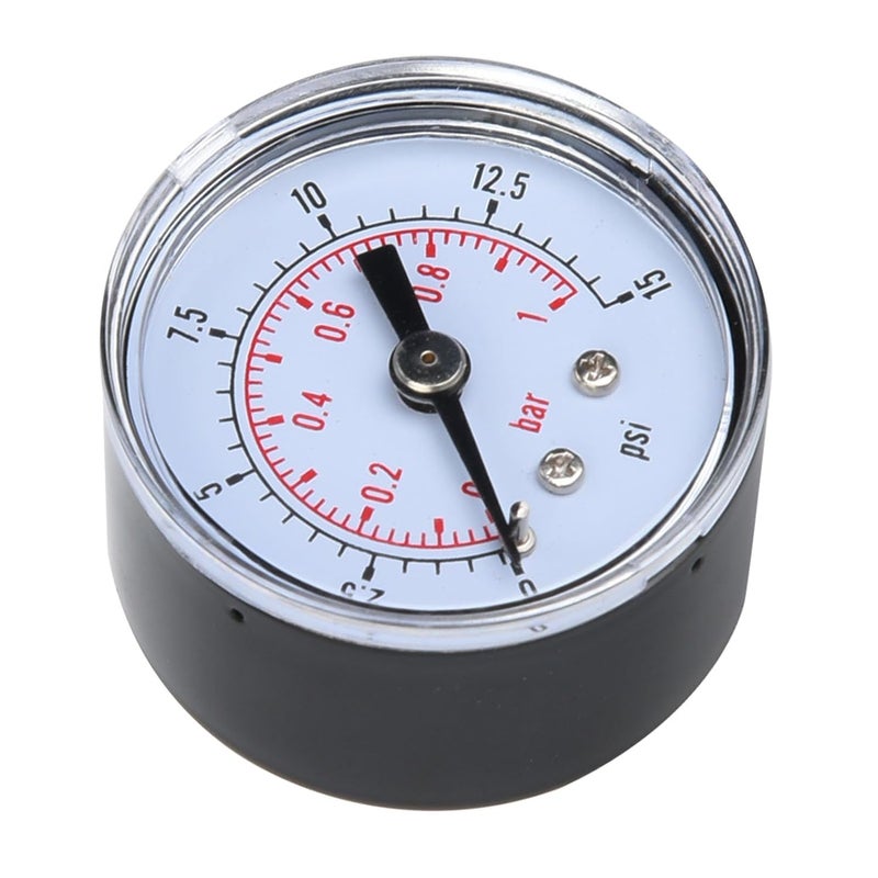 Mechanical Pressure Gauge 0 15psi 0 1bar BSPT Back Connection Durable Metal Case - Image 5