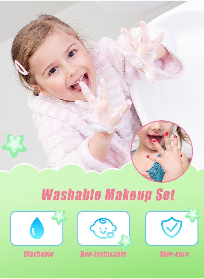 HomarKet Kids Makeup Kit for Girl,Children's Cosmetic Set for Princess Dress Up Makeup Set Toys, Safe & Non-Toxic Girl Makeup Set, Pretend Play Makeup Set for Birthday Gift (Blue)  - Image 5