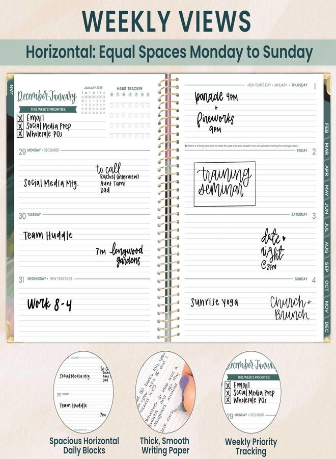 بلوم ديلي بلانرز مخططات بلوم اليومية، غلاف مقوى، مخطط 2026 (من يناير إلى ديسمبر) - 8.5 بوصة × 11 بوصة، دفتر تنظيم أسبوعي وشهري مؤرخ مع ملصقات وعلامات تبويب - ضربات طلاء زمردية - Image 3