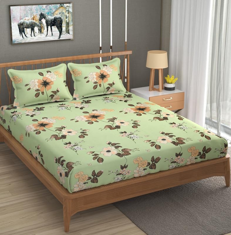 Furnofy 140 GSM Premium Double Bedsheet with 2 Pillow Covers - 90x100 Inches, Flat, Olive Green, Soft & Durable - Image 2