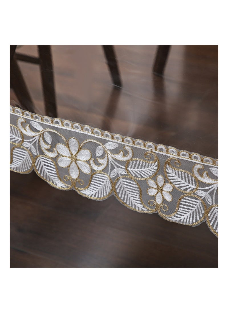EZdenK 150*300cm Clear Plastic Rectangle Tablecloth Vinyl Waterproof Table Cloth Embroidered Lace Edge Transparent Table Cover for Dining Kitchen Outdoor Table - Image 4