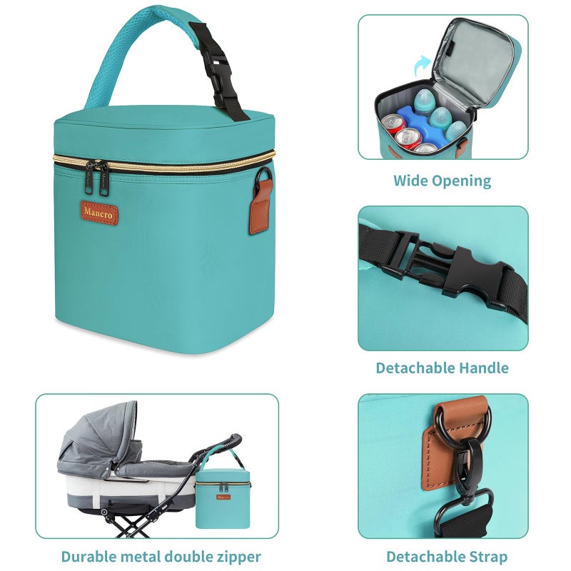 Mancro Breastmilk Cooler Bag with Ice Pack, Mancro Insulated Baby Bottle Tote Bag Fits up to 6 Bottles of up to 9 Ounces, Baby Bottle Bag for Nursing Mothers, Green - Image 4