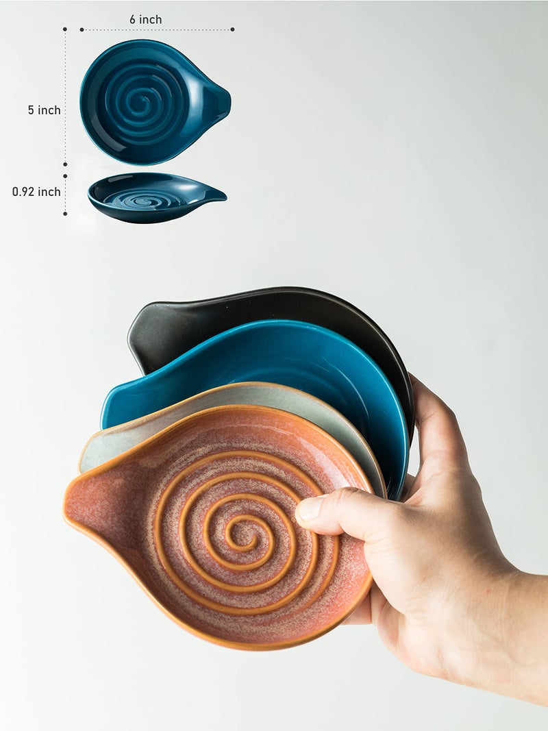 Cormomu Spoon Holder, Ceramic Spoon Rest for Kitchen Counter Farmhouse Cooking, Large Utensil Rest for Spoons, Ladles, Tongs, Spatula, 5 Inches (Blue) - Image 3