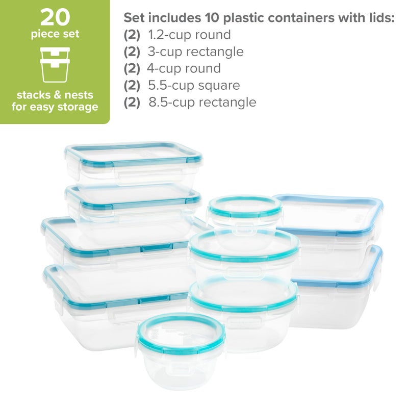 Snapware Plastic Total Solutions (10-Pack, Mixed Sizes) Food Storage Containers Set, Airtight & Leakproof Plastic Locking BPA-Free Lids Tupperware, Freezer Dishwasher Microwave Safe - Image 3