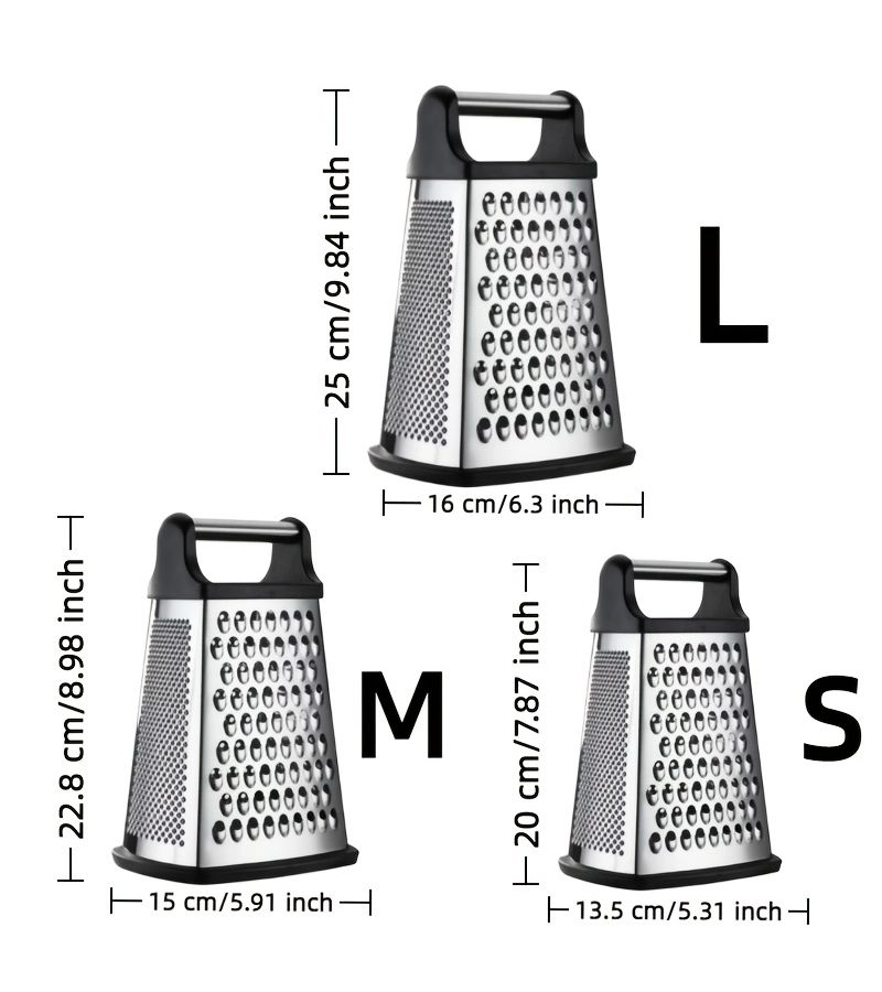 A 4 Sided Stainless Steel Multi Functional Grater 10 Inch Height Detachable Dishwasher Safe Fine Medium Coarse Grating And Slicing Cheese Slicer Kitchen Gadget - Image 4