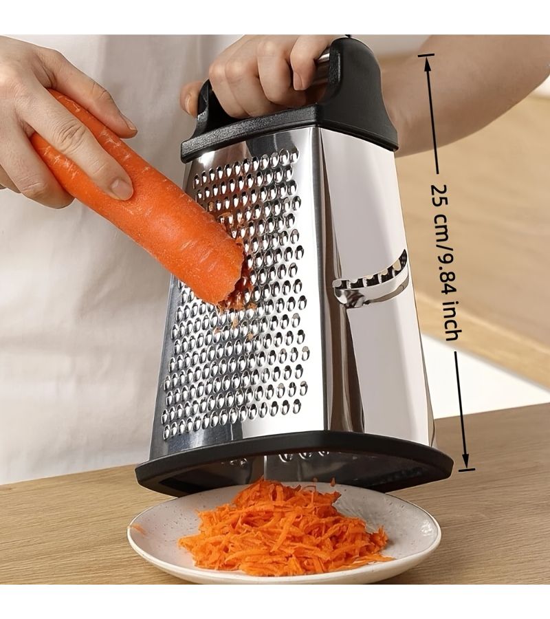 A 4 Sided Stainless Steel Multi Functional Grater 10 Inch Height Detachable Dishwasher Safe Fine Medium Coarse Grating And Slicing Cheese Slicer Kitchen Gadget - Image 5