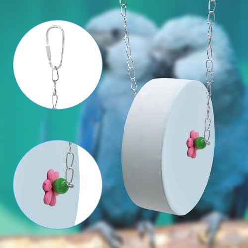 BingegePet Bird Beak Grinding Stone – Large Blue Cylinder Parrot Chew Toy with Metal Hanging Chain – Cage Accessory for Macaws, African Greys, Cockatiels & Medium to Large Birds - Image 4