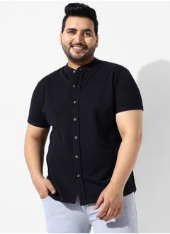 Instafab Plus Men's Black Solid Regular Fit Casual Shirt  - Image 2