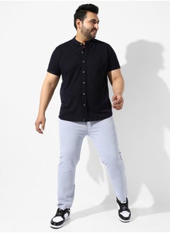 Instafab Plus Men's Black Solid Regular Fit Casual Shirt  - Image 5