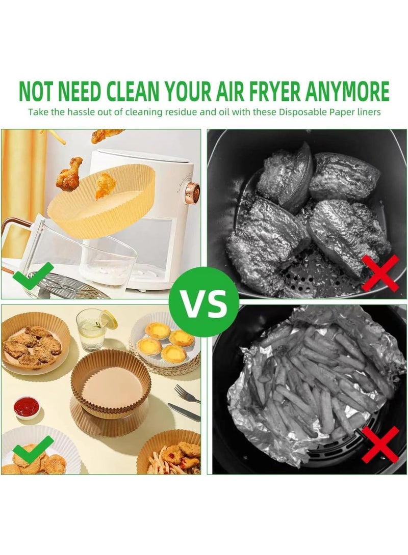 100PCS Air Fryer Paper Liners – Non-Stick Oil Resistant Disposable Parchment Paper Inserts for Easy Clean Cooking – 20CM - Image 3