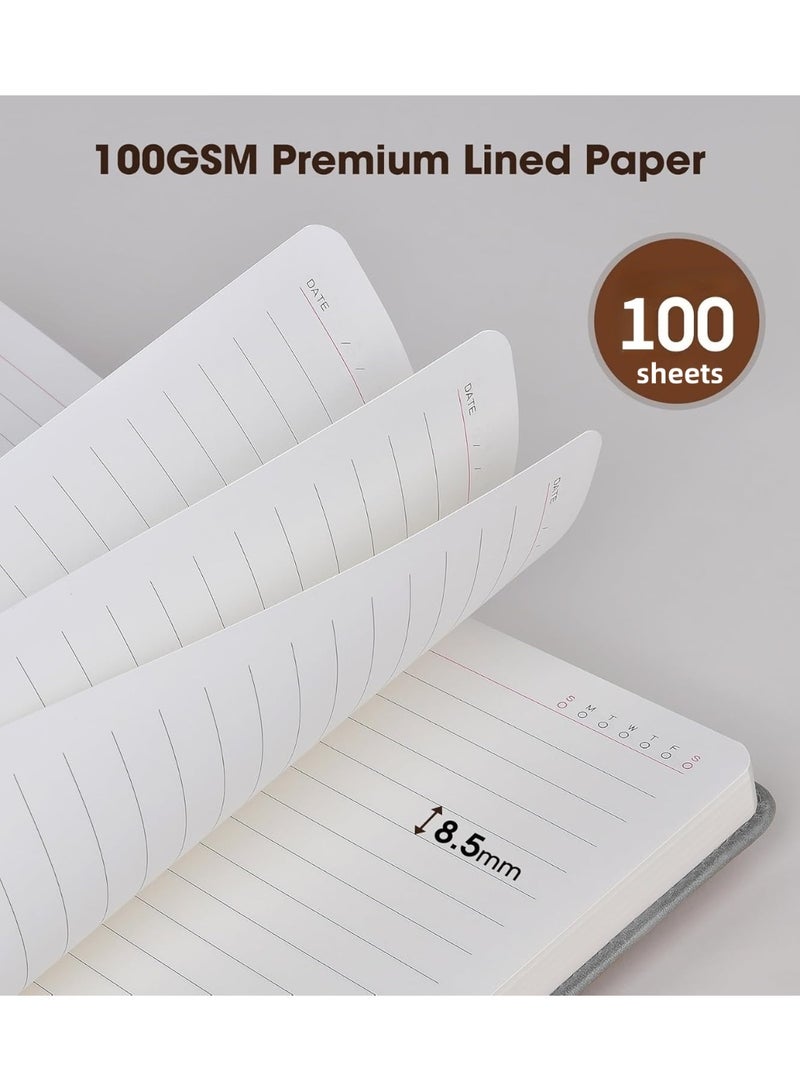 2 Pack A5 Soft PU Leather Notebook with Magnetic Buckle, Premium Thick Paper Lined Journal, 200 Pages per Pack, 180° Flat-Lay Writing Notepad with Pen Holder, Professional Business Gift (Blue & Grey) - Image 3