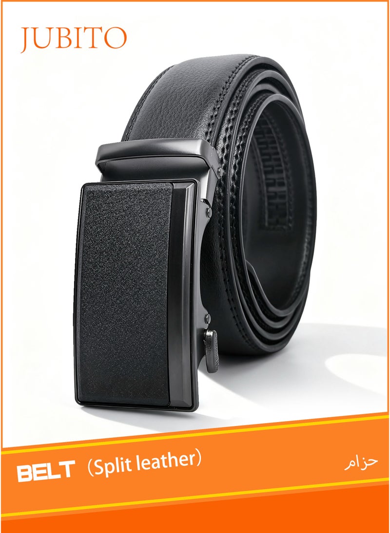 JUBITO Belts, Men's Business Style Leather Belt with Automatic Buckle, Stylish, Soft and Comfortable, Gift Box Men's Gift (Black, 120cm) - Image 1