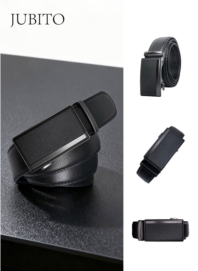 JUBITO Belts, Men's Business Style Leather Belt with Automatic Buckle, Stylish, Soft and Comfortable, Gift Box Men's Gift (Black, 120cm) - Image 2