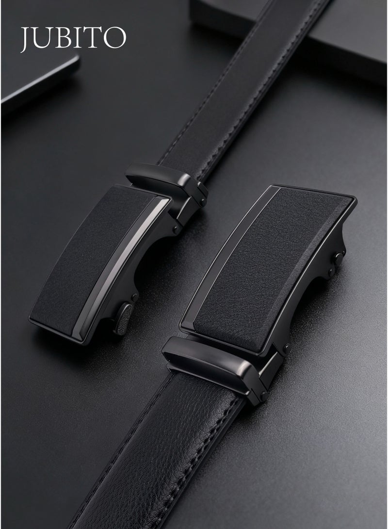 JUBITO Belts, Men's Business Style Leather Belt with Automatic Buckle, Stylish, Soft and Comfortable, Gift Box Men's Gift (Black, 120cm) - Image 4