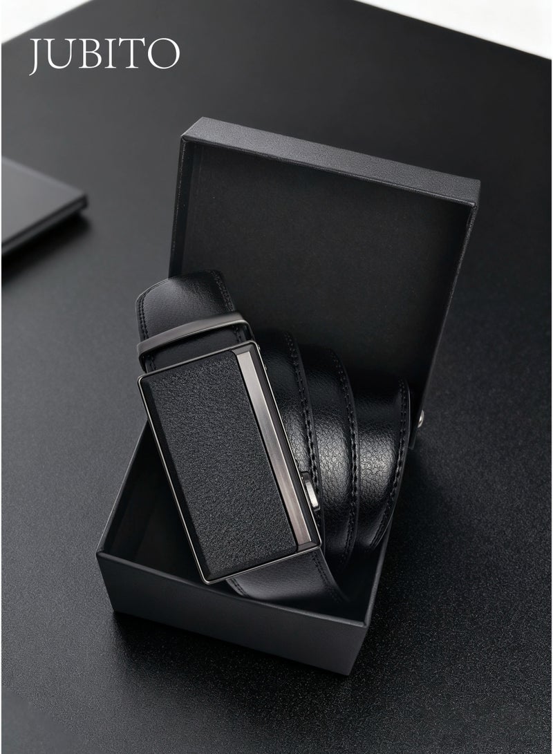 JUBITO Belts, Men's Business Style Leather Belt with Automatic Buckle, Stylish, Soft and Comfortable, Gift Box Men's Gift (Black, 120cm) - Image 3