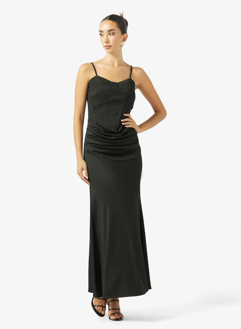 جينجر Corset Bodice Ruched Dropwaist Dress