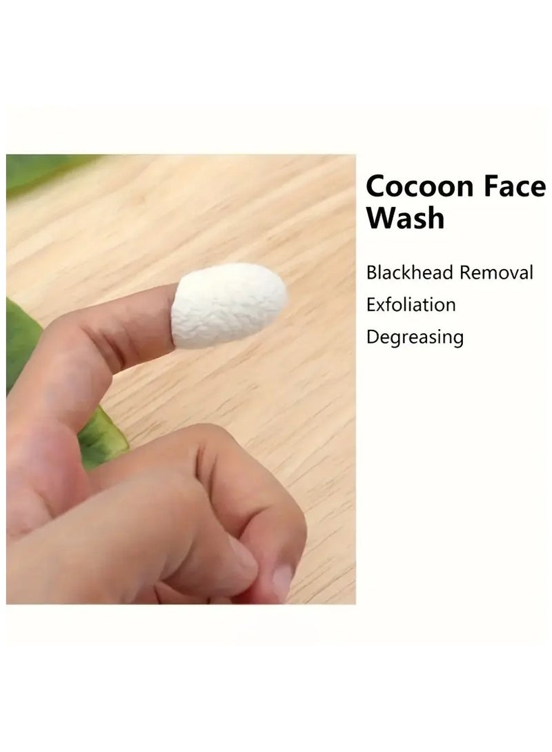 يوكانبي 20 قطعة من شرانق الحرير الطبيعي لتنظيف الوجه تُقدم تنظيفاً عميقاً وتقشيراً لطيفاً مع كرات تدليك للعناية بالبشرة لجميع أنواع البشرة. - Image 2