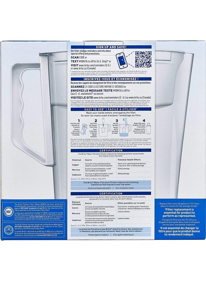 BRITA Water Pitcher, Slim, Capacity, Includes One Advanced Filter, White - 5 Cup Size - Image 2