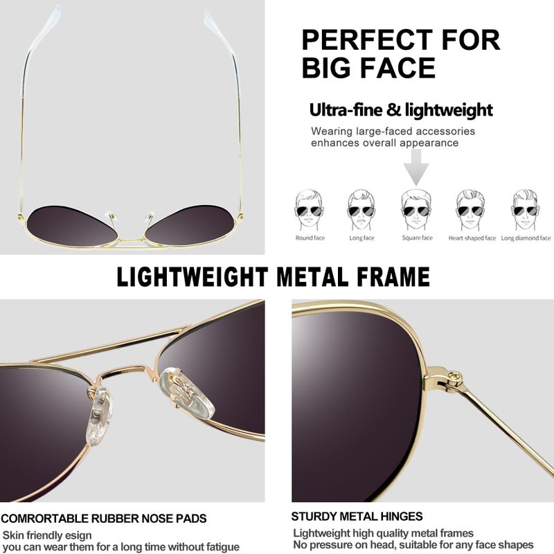 Joopin Polarized Green Aviation Sunglasses for Men, Military Style Sun Glasses UV Protection, Mirror Metal Shades Sunnies - Image 5