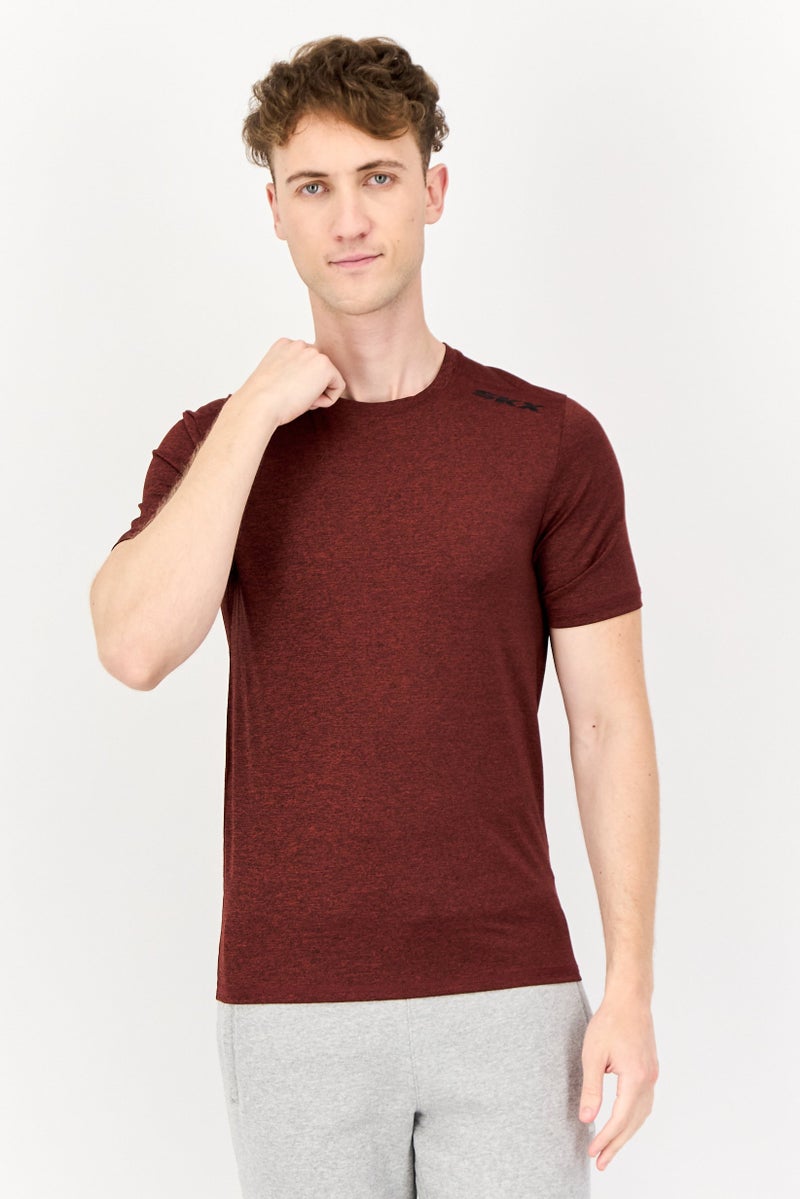 SKECHERS Men Sportswear Fit Short Sleeves Training T-Shirt, Dark Rust  - Image 1