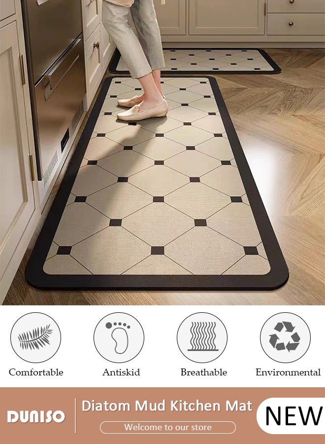 DUNISO 2 PCS  Kitchen Mats and Rugs Set , Non Slip Heavy Duty Standing Mat, Quick Dry Diatom Mud Floor Mat,  Extra Soft and Absorbent Floor Mats for  Kitchen, Bath, Office, Laundry(40*60cm+40*120cm) - Image 1