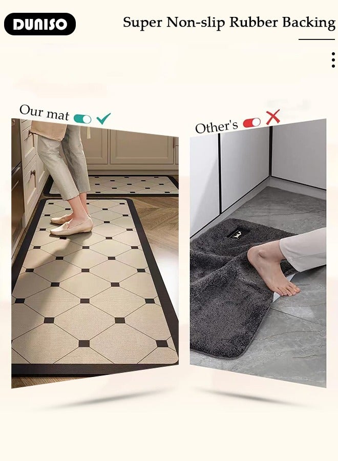 DUNISO 2 PCS  Kitchen Mats and Rugs Set , Non Slip Heavy Duty Standing Mat, Quick Dry Diatom Mud Floor Mat,  Extra Soft and Absorbent Floor Mats for  Kitchen, Bath, Office, Laundry(40*60cm+40*120cm) - Image 3