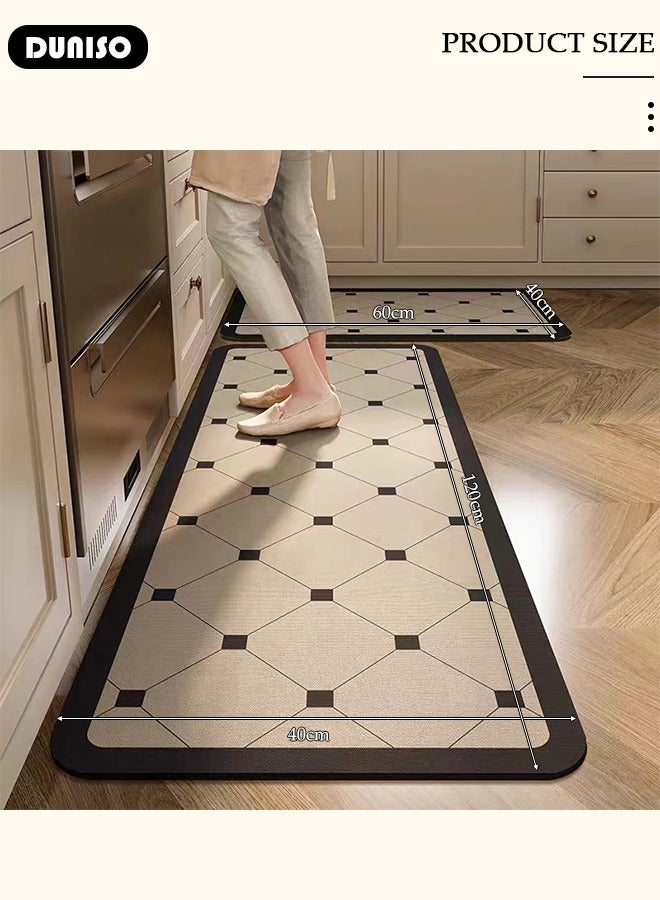DUNISO 2 PCS  Kitchen Mats and Rugs Set , Non Slip Heavy Duty Standing Mat, Quick Dry Diatom Mud Floor Mat,  Extra Soft and Absorbent Floor Mats for  Kitchen, Bath, Office, Laundry(40*60cm+40*120cm) - Image 4