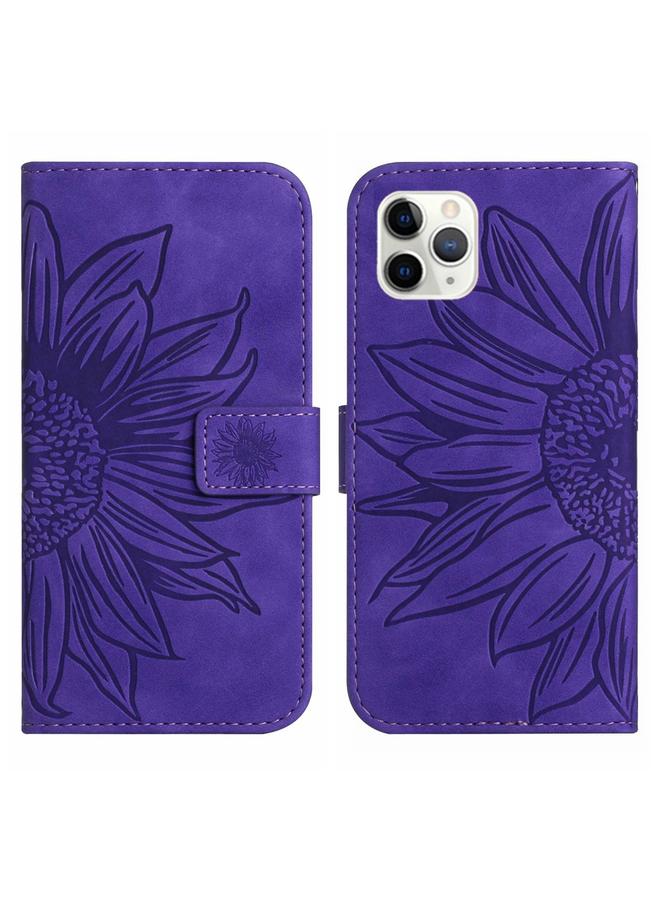 S-TOP Case For iPhone 11 Pro Max Skin Feel Sun Flower Pattern Flip Leather Phone Case with Lanyard - Image 2